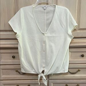 J. Crew Factory Cream Button-Down Tie-Front Shirt